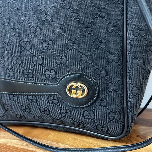 Vintage Gucci Monogram Handbag Black - Picture 2 of 11